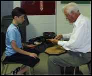 Ilan Rubin gets a lesson from Jim Chapin